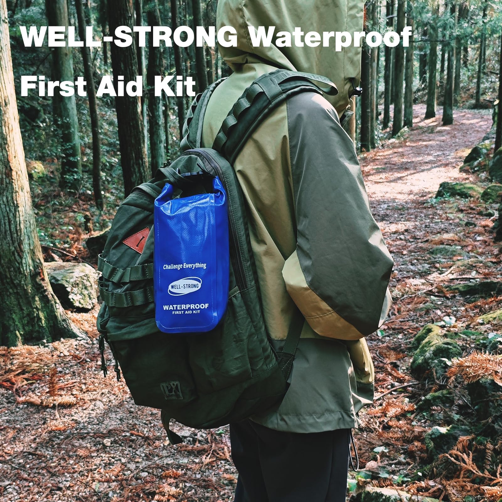 Kit de primeros auxilios impermeable, kit de emergencia para lancha enrollable con contenido impermeable para pesca, kayak, barco, natación, camping, rafting, playa, azul