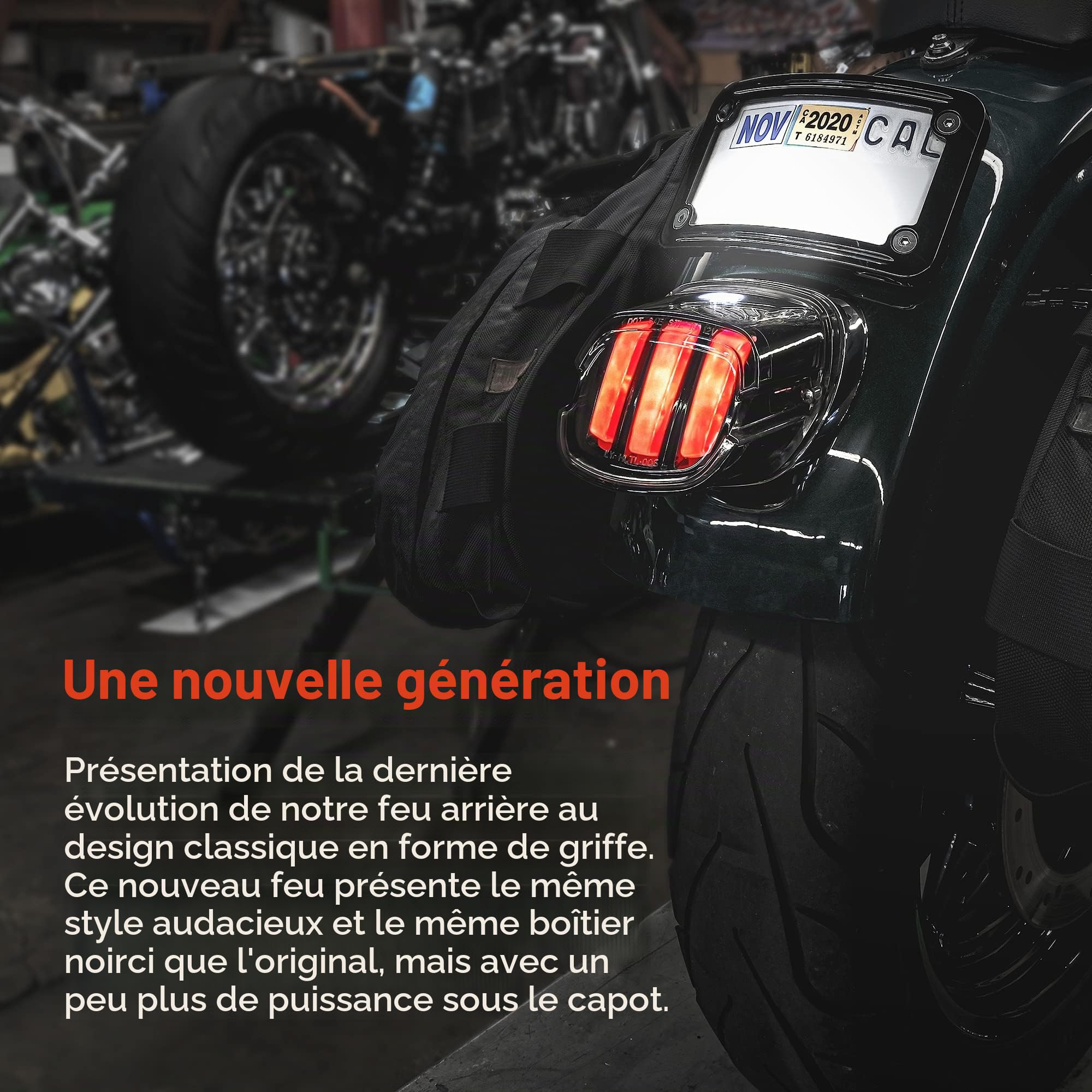 Feu arrière de frein LED pour Harley Davidson [clignotant style F1] [clignotant] [Directionnel] [Design de griffe] [DOT] [Plug-n-Play] Feu de frein arrière compatible avec Sportster Fatboy Softail