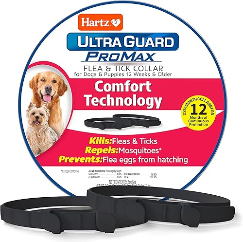 Hartz UltraGuard ProMax - Collar para pulgas y garrapatas para perros I 12 meses de protección I suave y cómodo Prevención de pulgas y garrapatas I