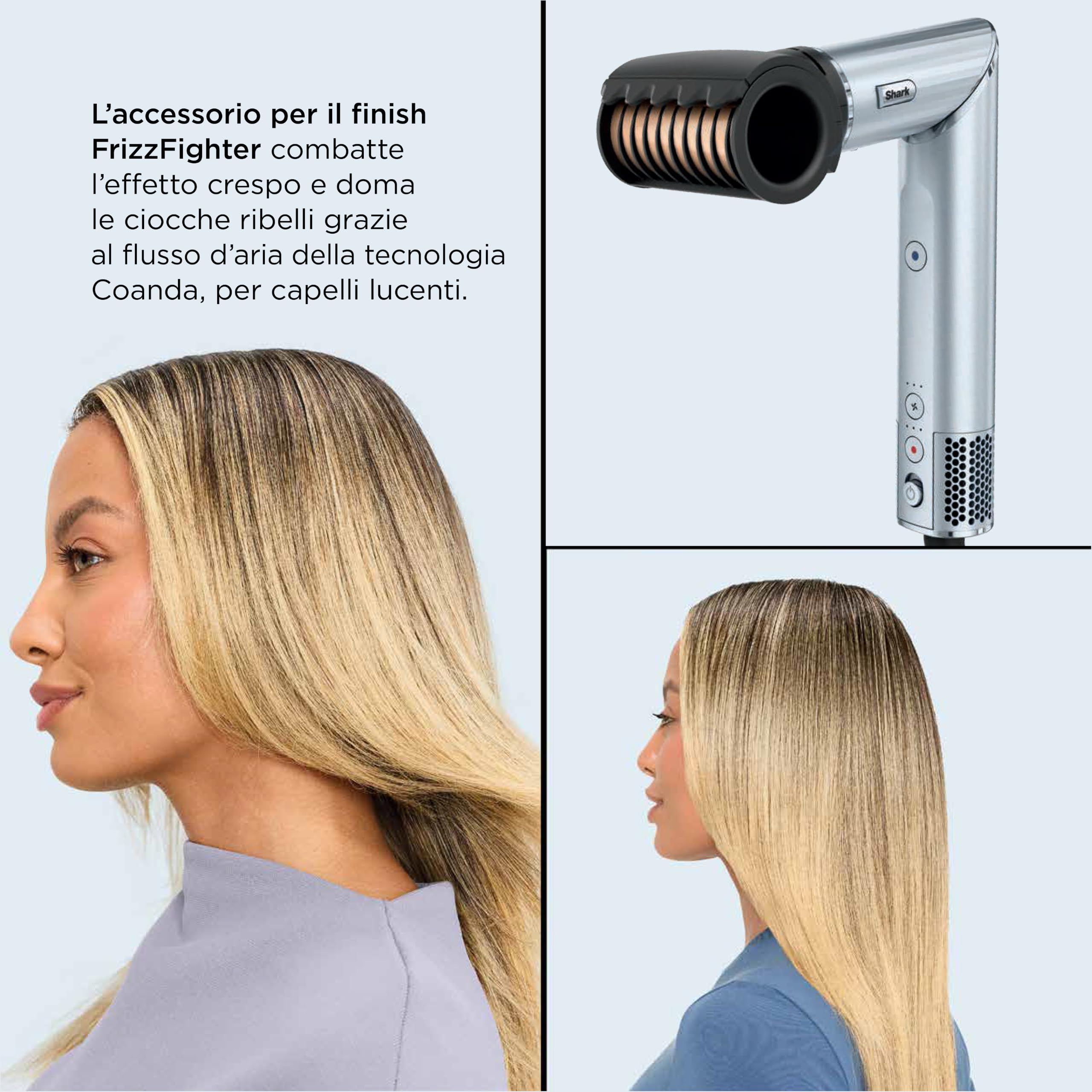 Shark FlexStyle, Styler e Asciugacapelli 6in1, Limited Edition Blu Ghiaccio | Phon Arricciacapelli, Lisciante, Volumizzante, Diffusore, Concentratore Evita Danni da Calore, Modello HD476WHEU