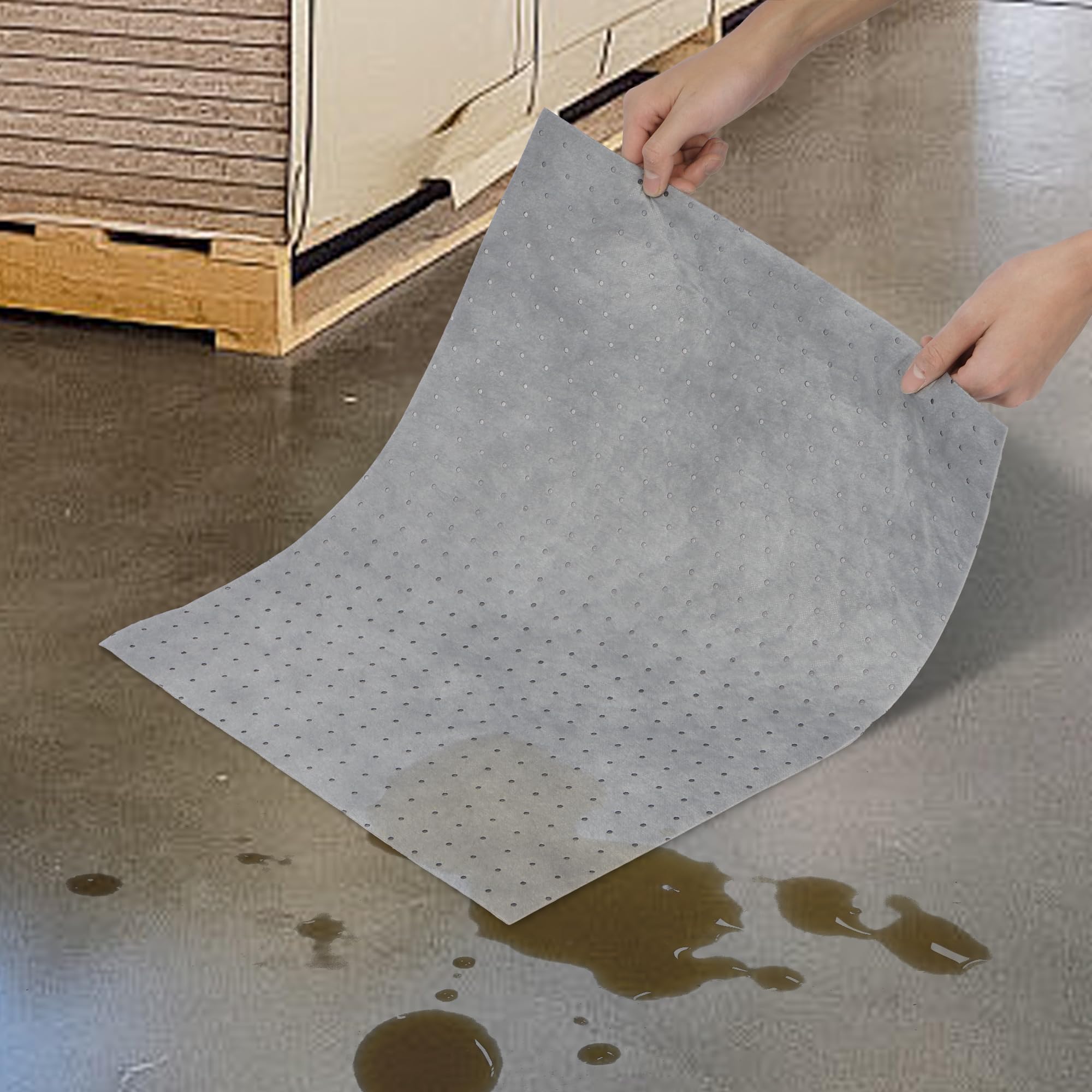 uyoyous 100 Stück Universelle Ölauffangmatte, 50 x 40 cm Ölsaugtücher für Absorbiert alle Arten von Flüssigkeiten, Grau Öil Absorbent Mat für Fabrik, Garage, Keller, Restaurant, Küche, Labor