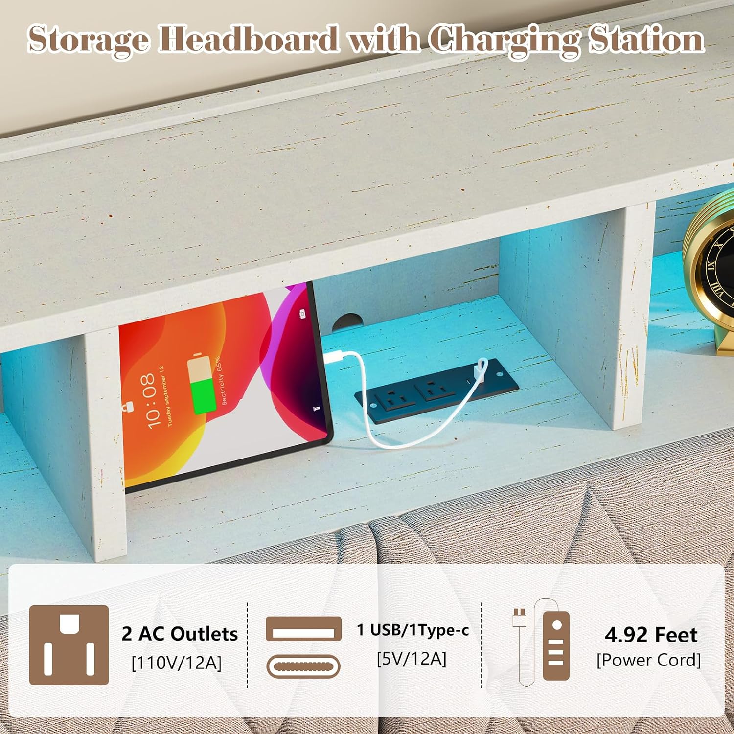 Close-up of Headboard Charging Station