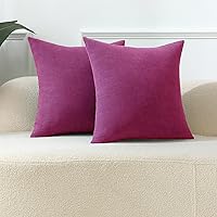 Vista 39 de Juego de 2 fundas de almohada decorativas de pana burdeos suaves y acogedoras, fundas de cojín cuadradas de chenilla para sofá, decoración de sala