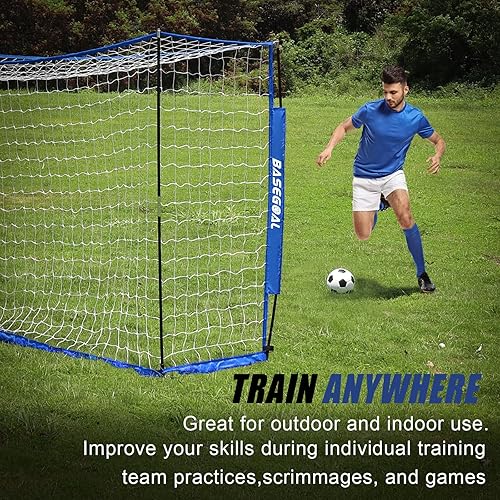Miniatura 4 de Portería de fútbol, red de fútbol, porteros de fútbol para patio trasero, con marco de arco, base de metal plegable y escalera de agilidad