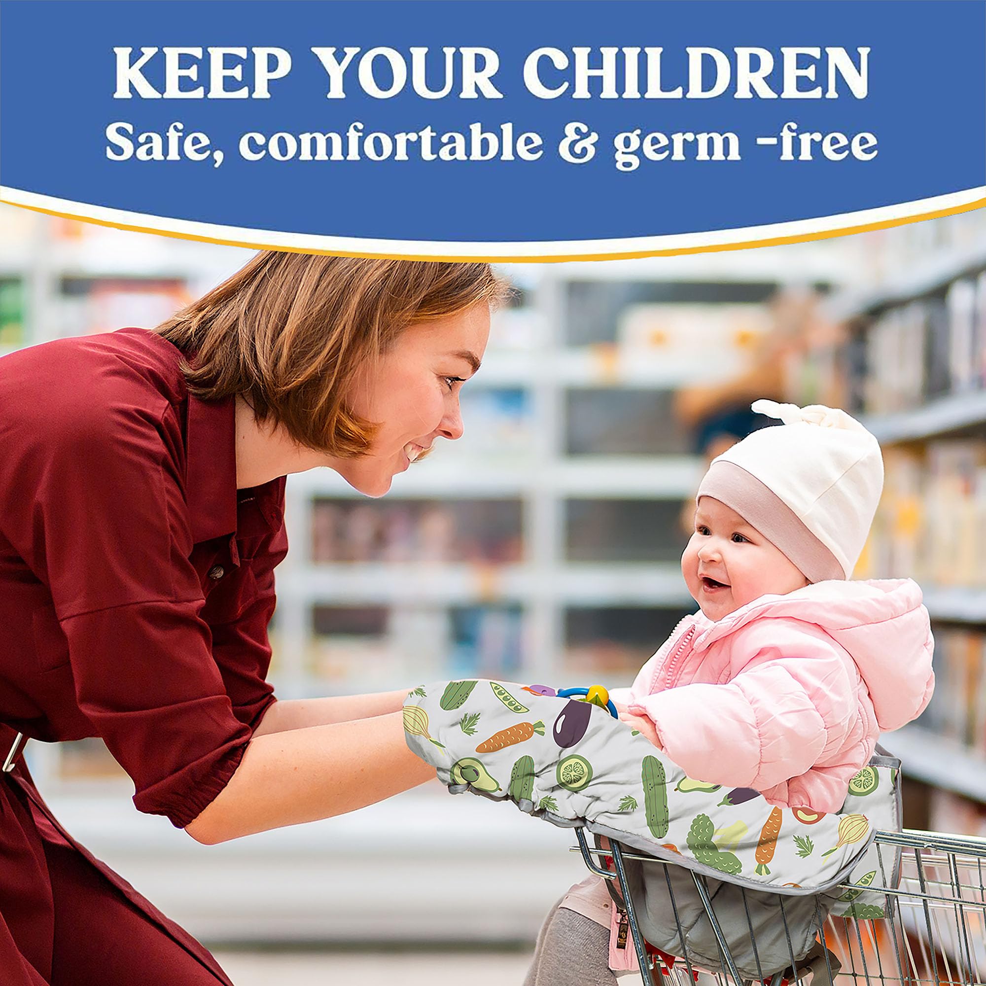 Funda para carrito de compras para bebé PILLANI, funda de silla alta para asiento de restaurante, cubierta de carrito de comestibles para bebés/niños/niños, fundas de algodón para bebés, funda para