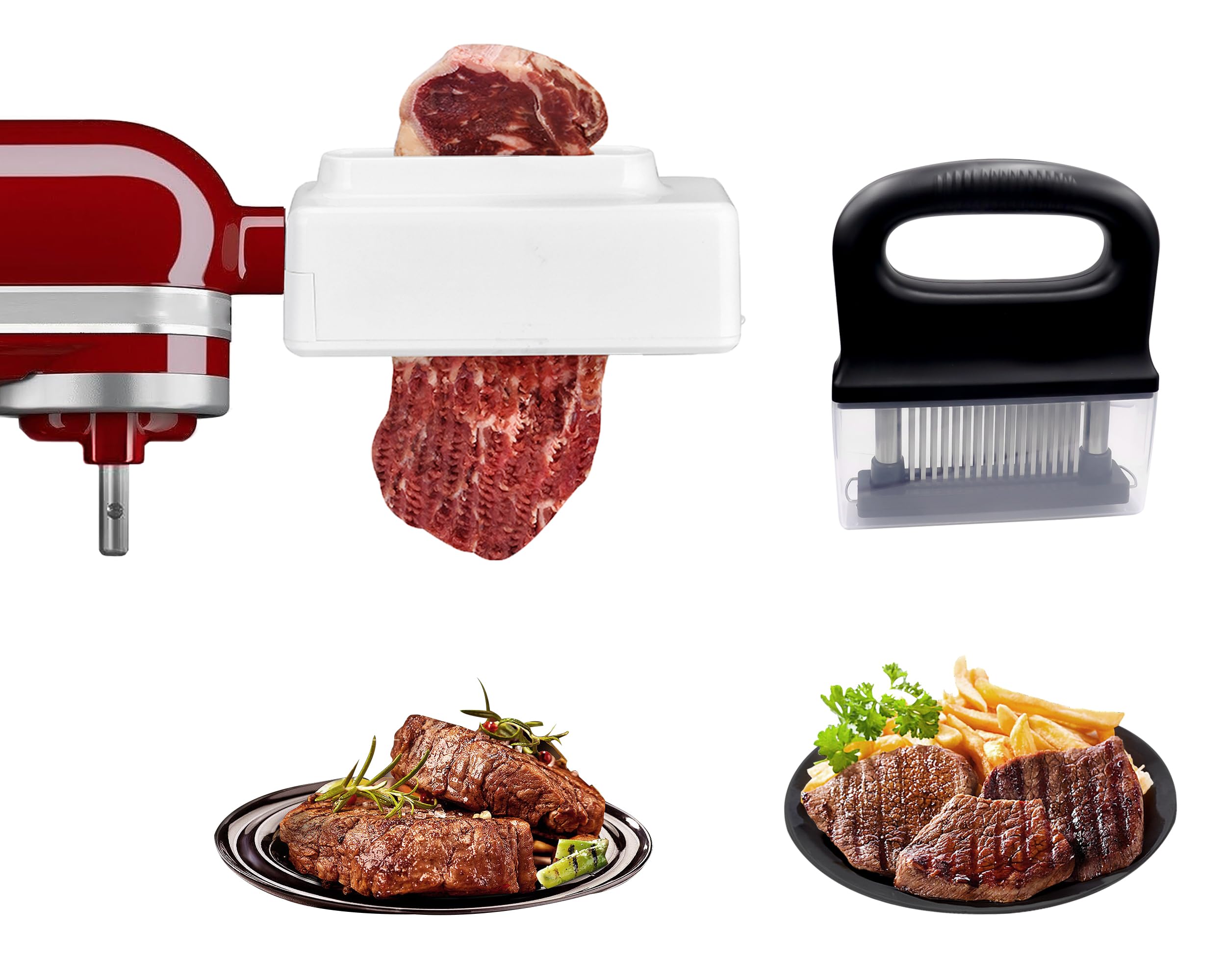 Meat Tenderizer Attachment for Ka Stand Mixer,Meat Tenderizer Tool with 48 Stainless Steel Ultra Sharp Needle Blades,Kitchen Gadgets Utensils for Tenderizing,BBQ,Marinade