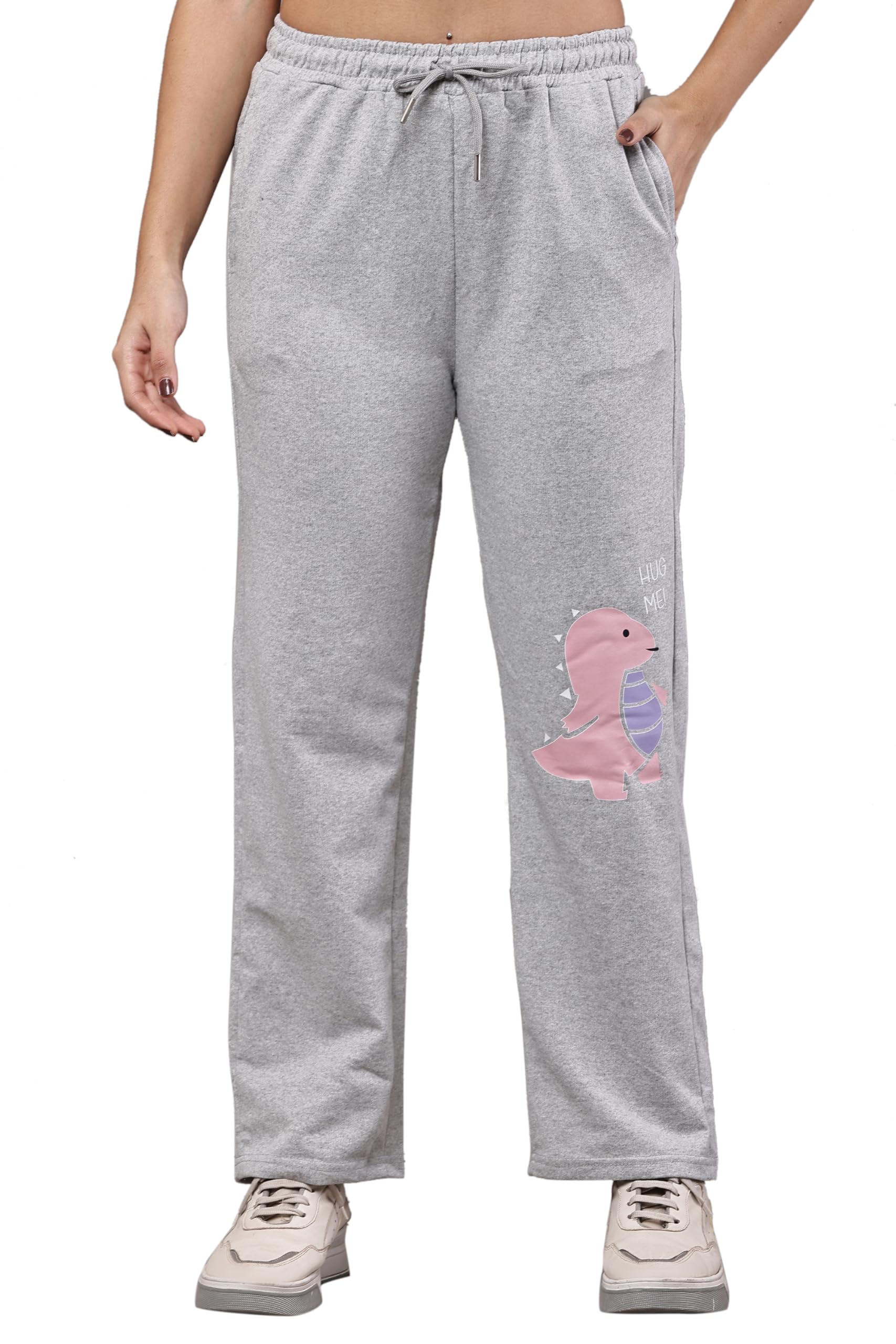 Women Printed Graphic Track Pants Cotton Comfortable Elastic Waist Casual Joggers Straight Fit Lounge Wear Soft Stylish Daily-image-37