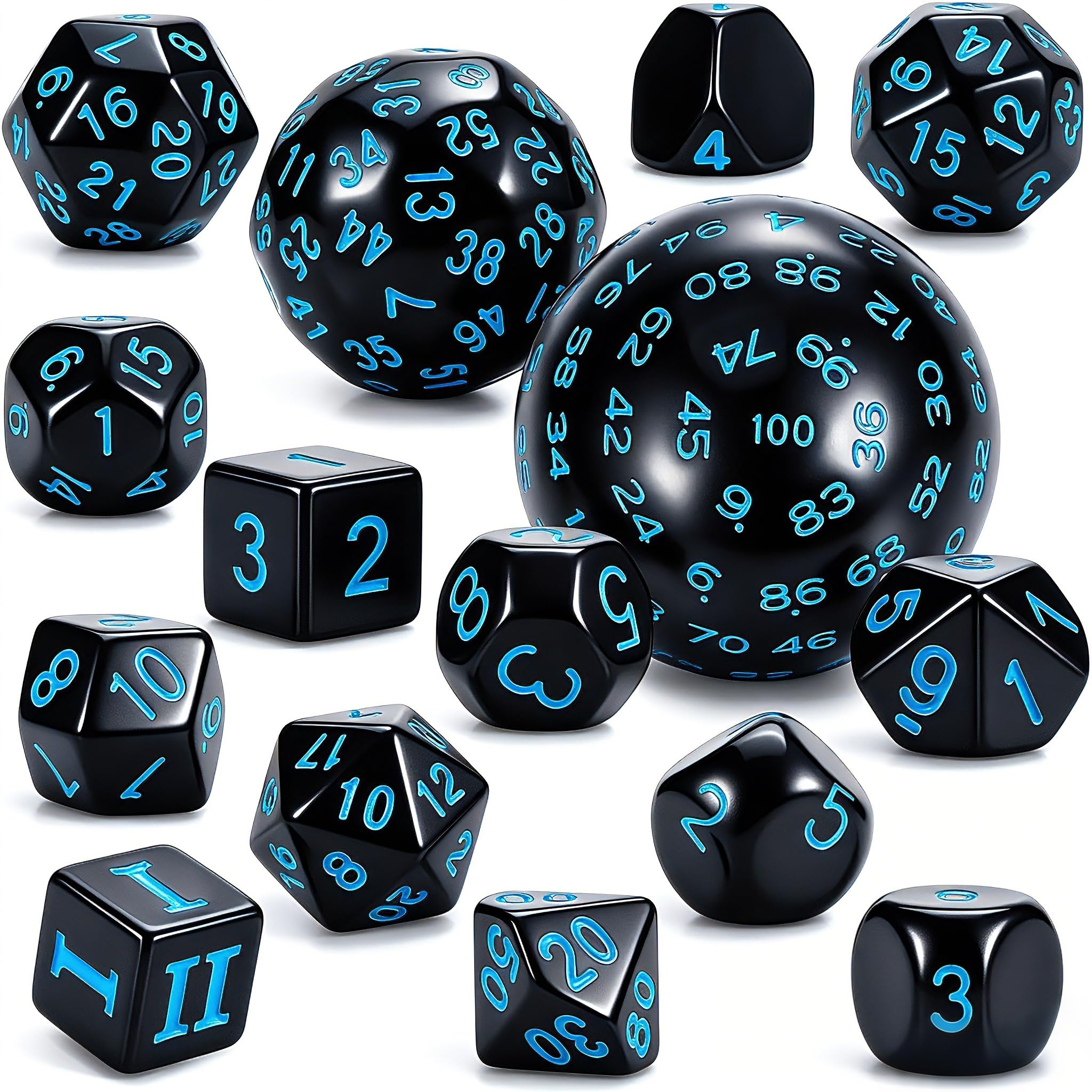 DND Polyhedral Dice Set (15pcs) D4-D100 Game Dice with Storage Bag