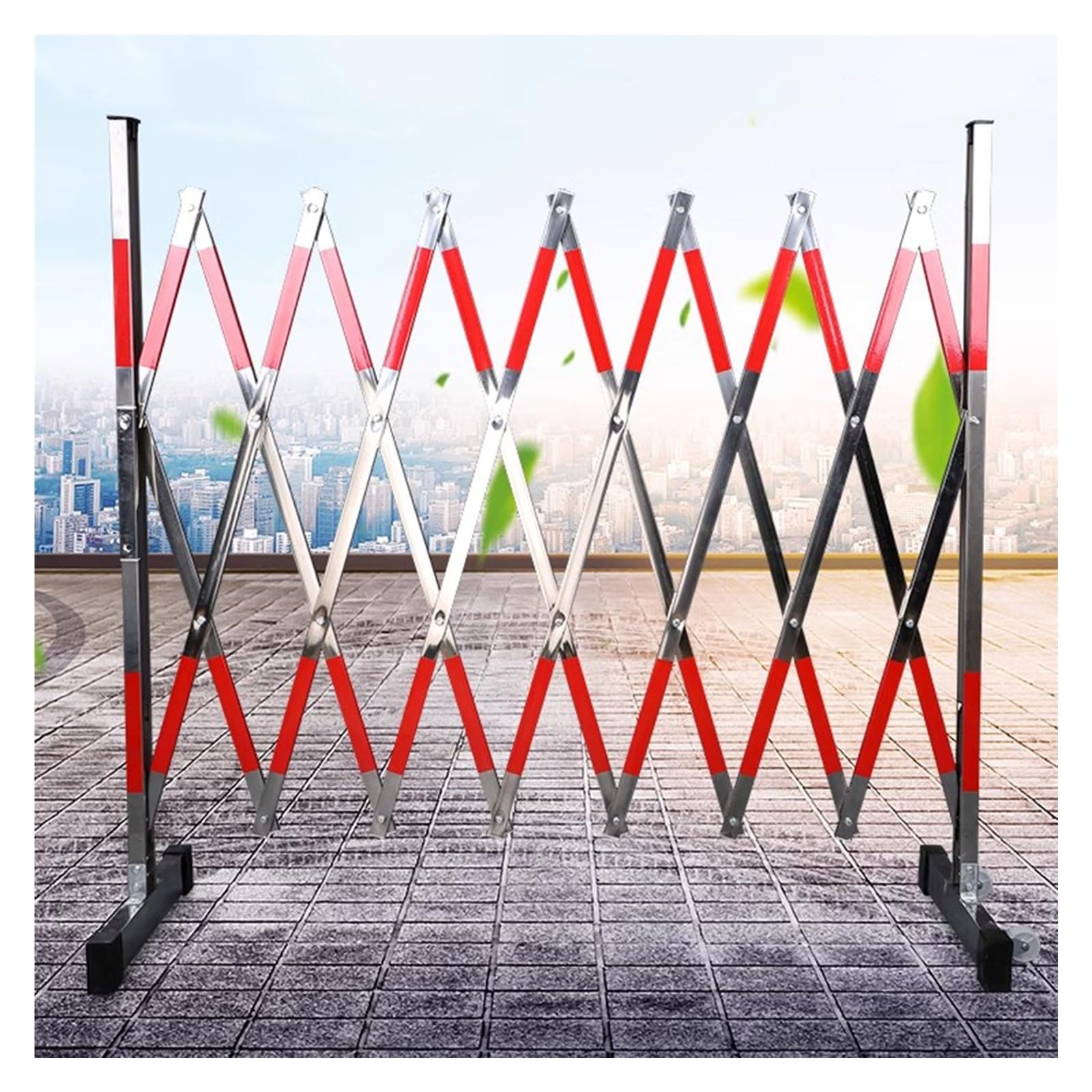 Expandable Mobile Stainless Steel Barricade, 1.2/1.5m High Folding Crowd Control Barrier, Retractable Safety Gate for Driveways, Traffic Fence, H120cm+L400cm (13.1ft)