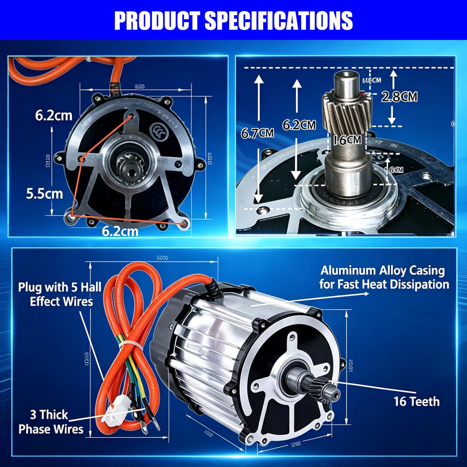 Moteur DifféRentiel Pour Tricycle éLectrique De 1 500 W à 2 000 W 60V-1500W