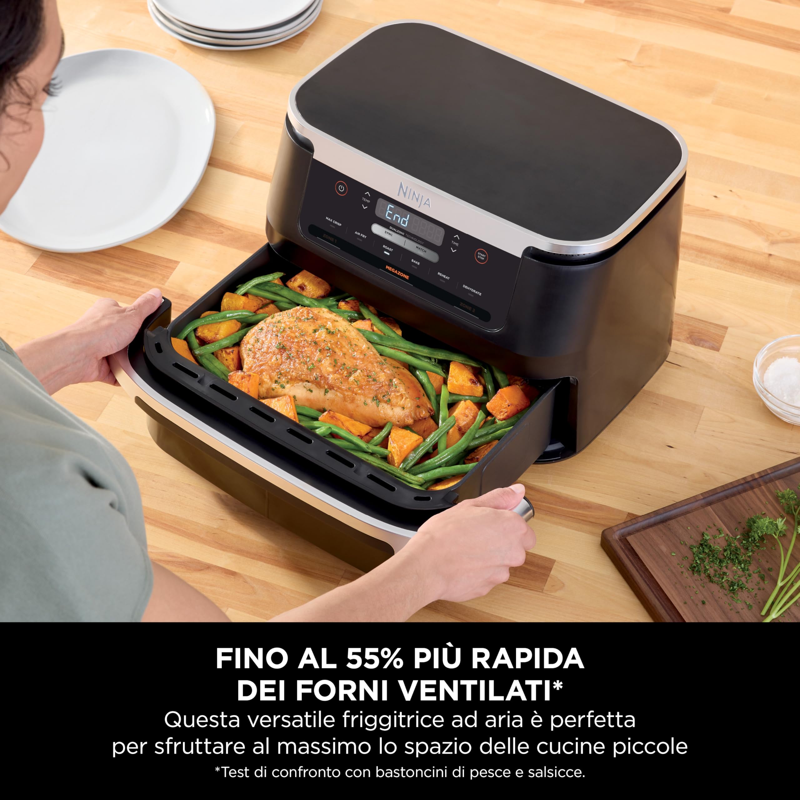 Ninja FlexDrawer, Friggitrice ad Aria 6 in 1, 6,6L, Doppio Cestello, Nera — immagine 4 di 15
