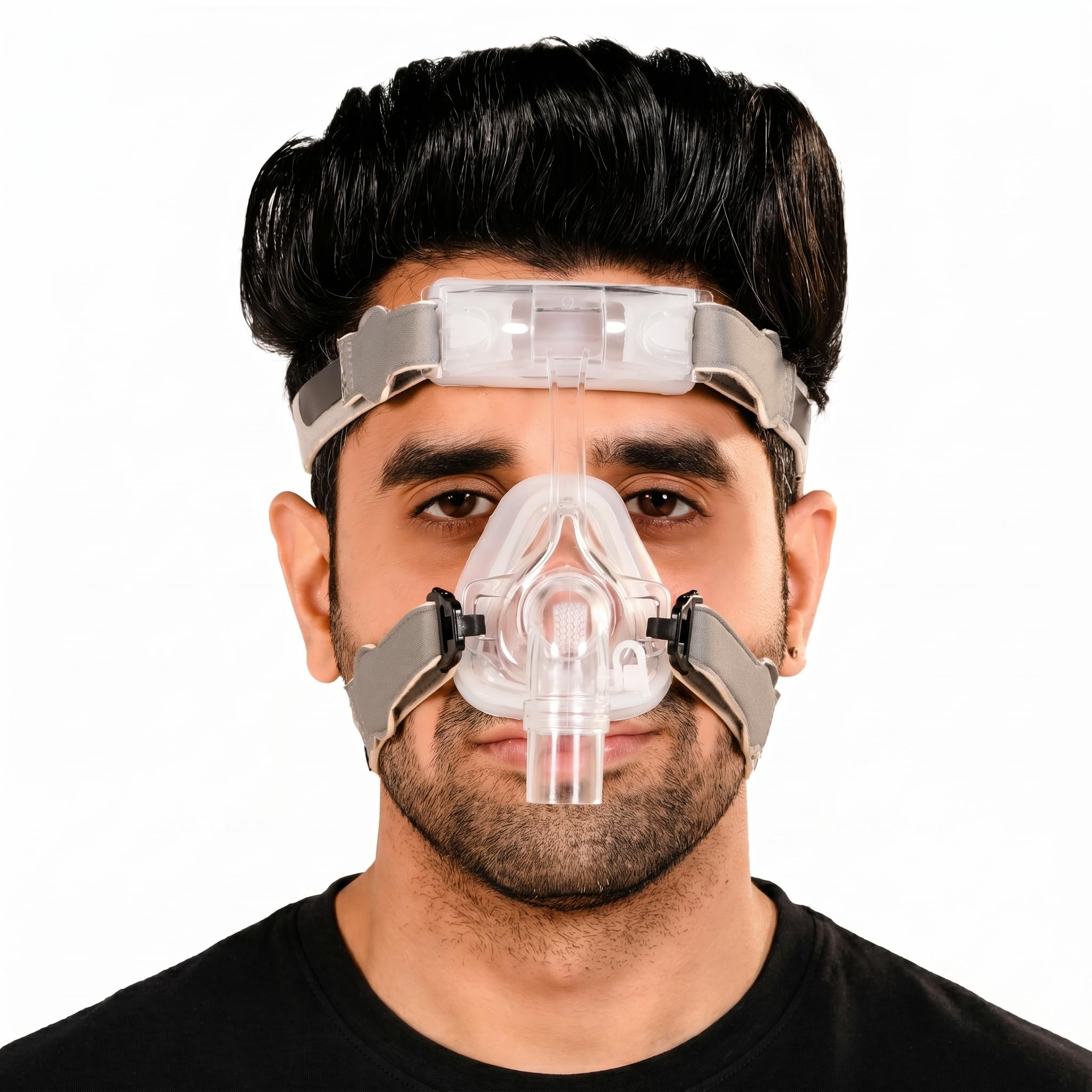 Synocare Cpap Mask for cpap machine for sleep apnea NASAL CPAP type face mask covers nose only compatible to all cpap machine with head strap 100% Transparent (MEDIUM)-image-47