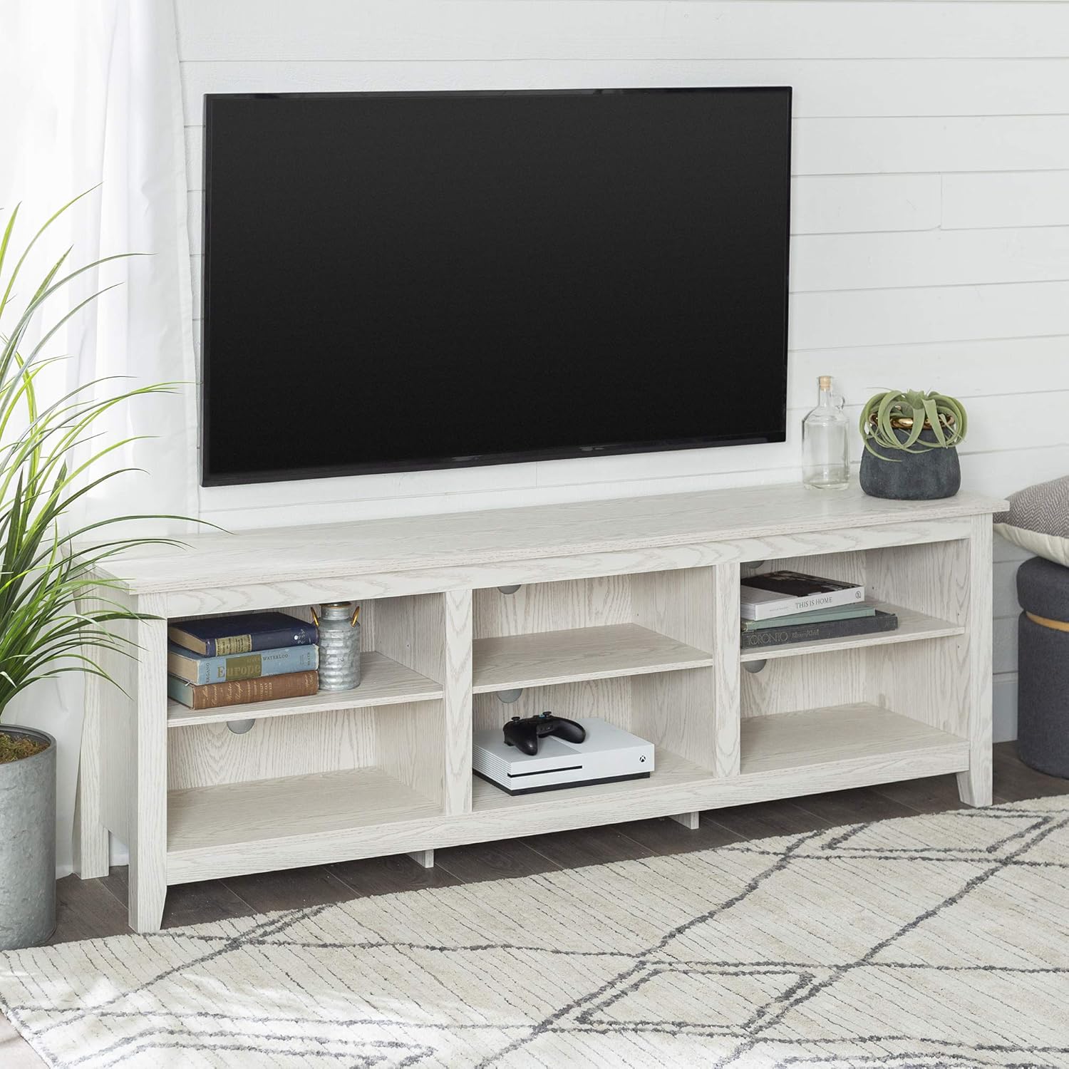 Walker Edison Wren Classic 6 Cubby TV Stand for TVs up to