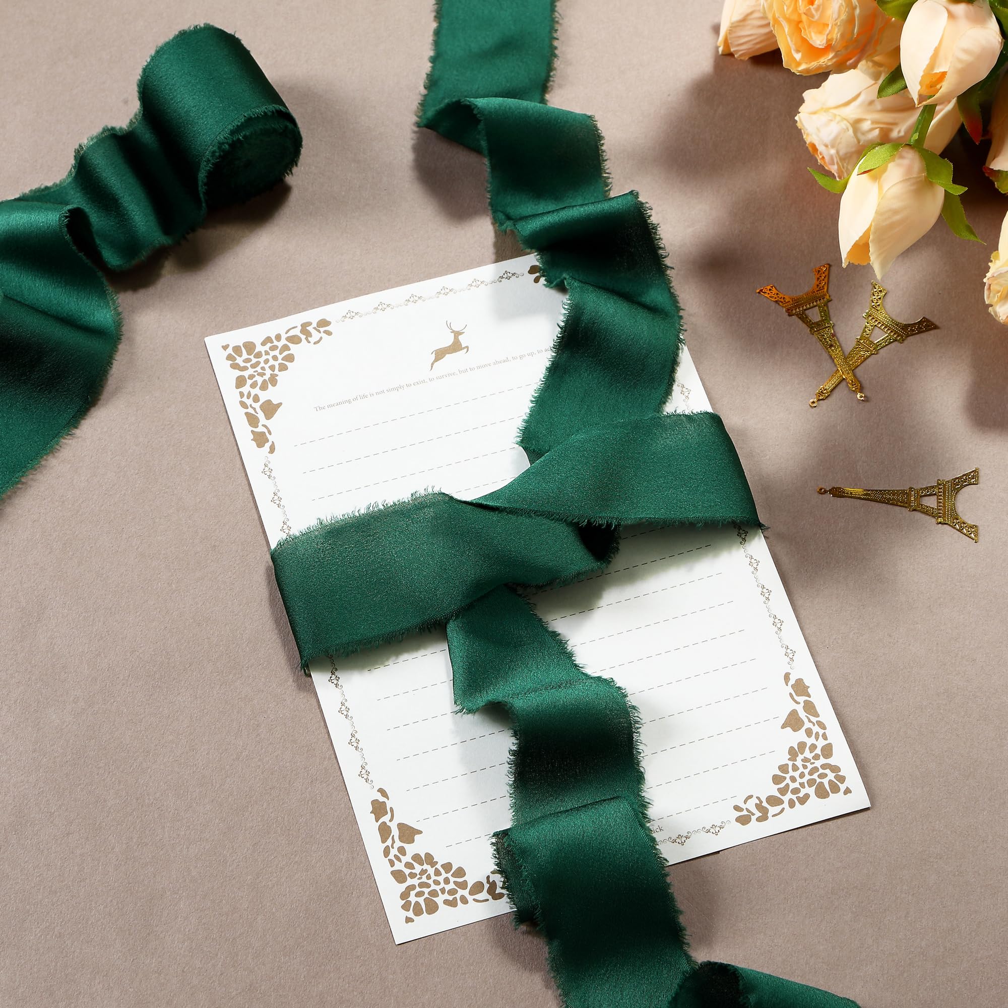 Ligtmor Silk Satin Ribbon 1-1/2 inch x 15 Yard (3.8cm x 13.5m) Handmade Frayed Ribbons for Gift Wrapping Crafts Wedding Flower Bouquet Holiday Décor - Image 3