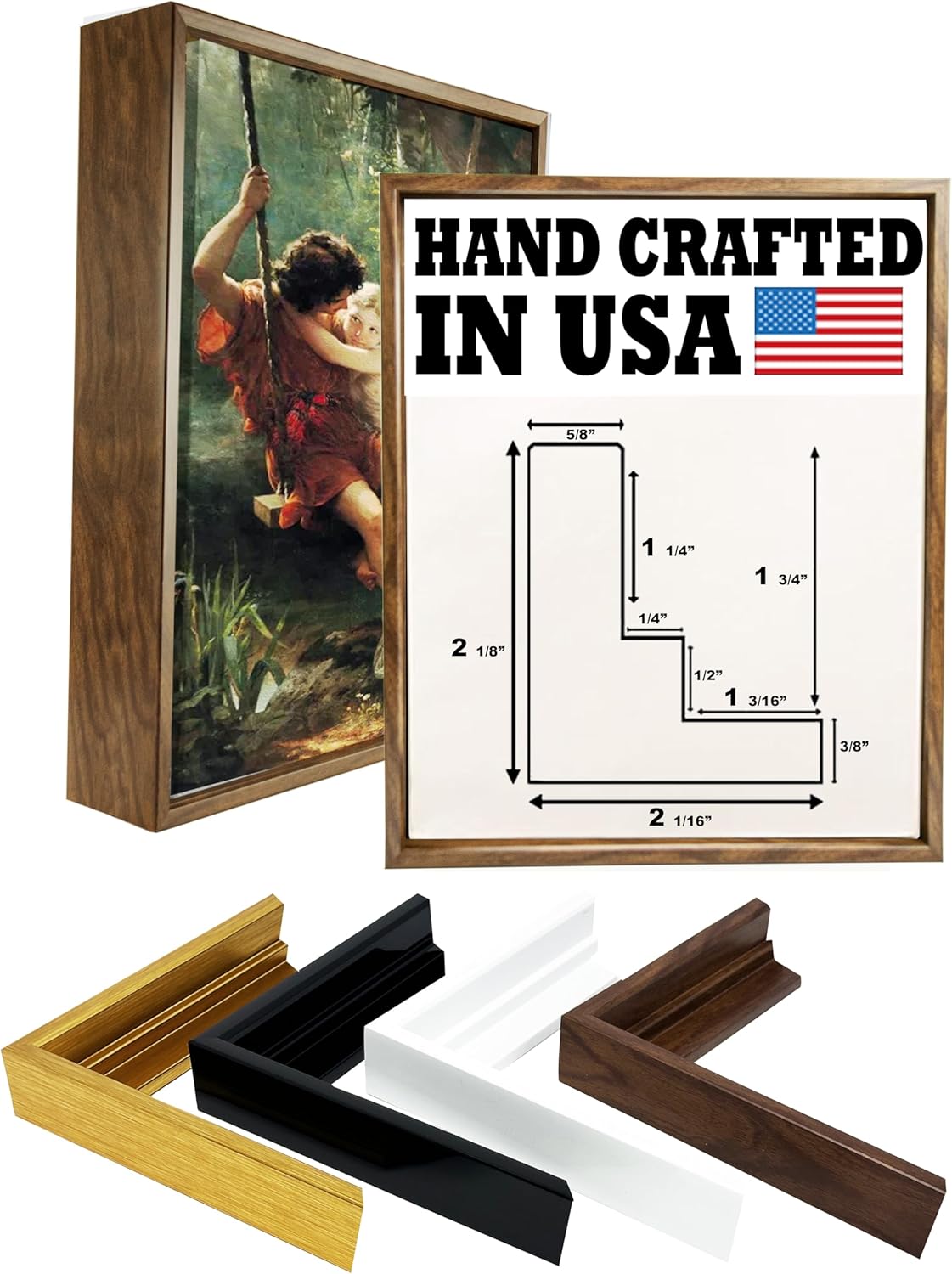 Floating Picture Frame 10x15 Walnut 2-1/8" Deep 3D Floater Frames for Canvas Paintings,Prints.10x15 Canvas Frame Walnut. Factory Assembled Floater Frame for Streched Canvas 1/2" to 1-3/4".Polystyrene-Quality Alternative to Wood, Metal