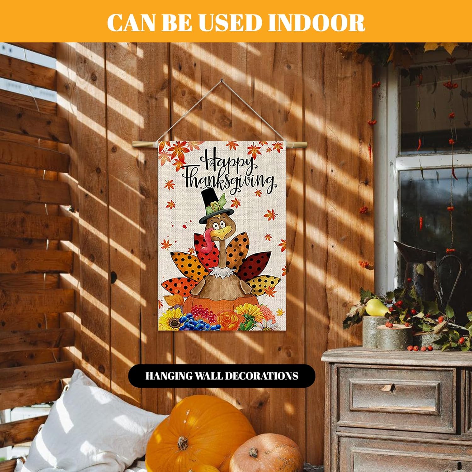 Happy Thanksgiving Garden Flag Vertical 12x18 Inch Double Sided Fall Style,Turkey Fall Garden Flag for Thanksgiving Day Harvest Autumn Yard Outdoor Decor - Image 5