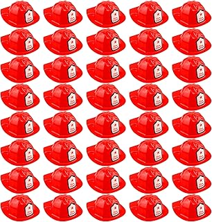 24/40/ 70 Pcs Fireman Hats Bulk Red Plastic Firefighter Helmets for Birthday Halloween Fireman Cosplay