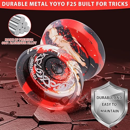Miniatura 6 de YOYOSTUDIO Yoyo F25 Finger Spin Yoyo profesional sensible para niños de 8 a 12 años y adultos, yoyos profesionales de trucos con kit de accesorios