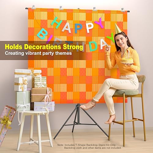 Miniatura 7 de LINCO Lincostore Zenith Portable T-Shape Background Backdrop Stand Kit 5x6.7ft - 5ft Wide (Fixed) and 6.7ft High (Adjustable)- Lightweight Only 4