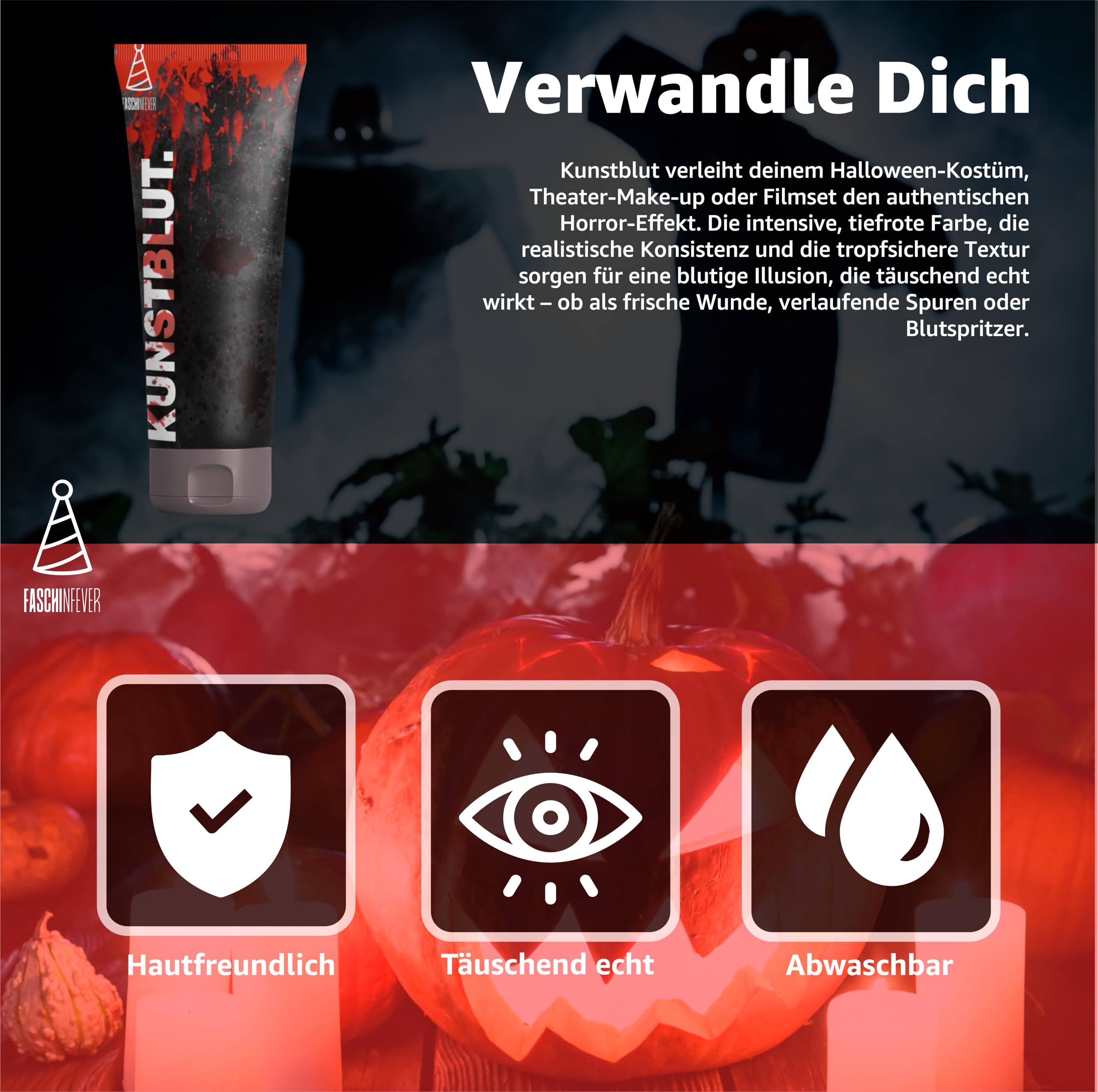 50 ml di sangue, lavabile e realistico – & sangue artificiale per truccarsi – Fake Blood vestire – Halloween & Carnevale