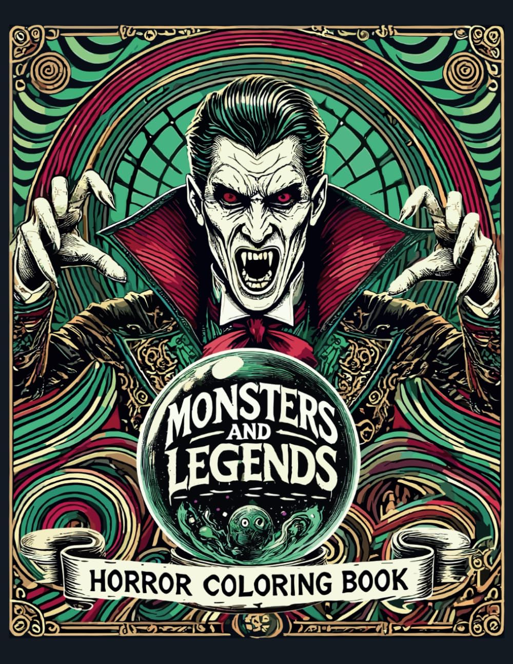 Monsters and Legends: Horror Coloring Book: Learn Fascinating facts about Mythological Animals and Classic Creatures depicting in Abstract Art. Ideal for Halloween and created for Adults