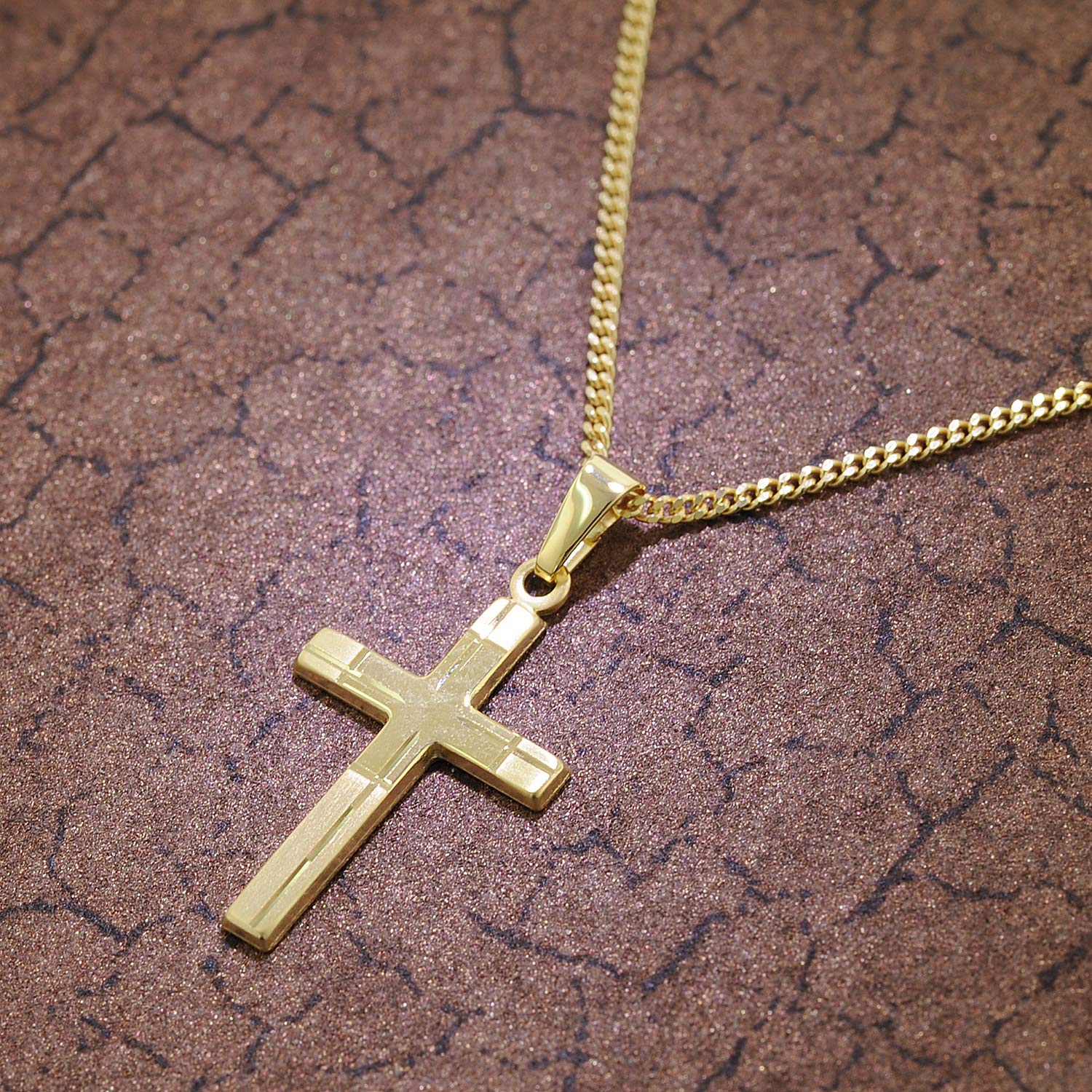trendor Kreuz-Anhänger Gold 333 mit goldplattierter Halskette 35751