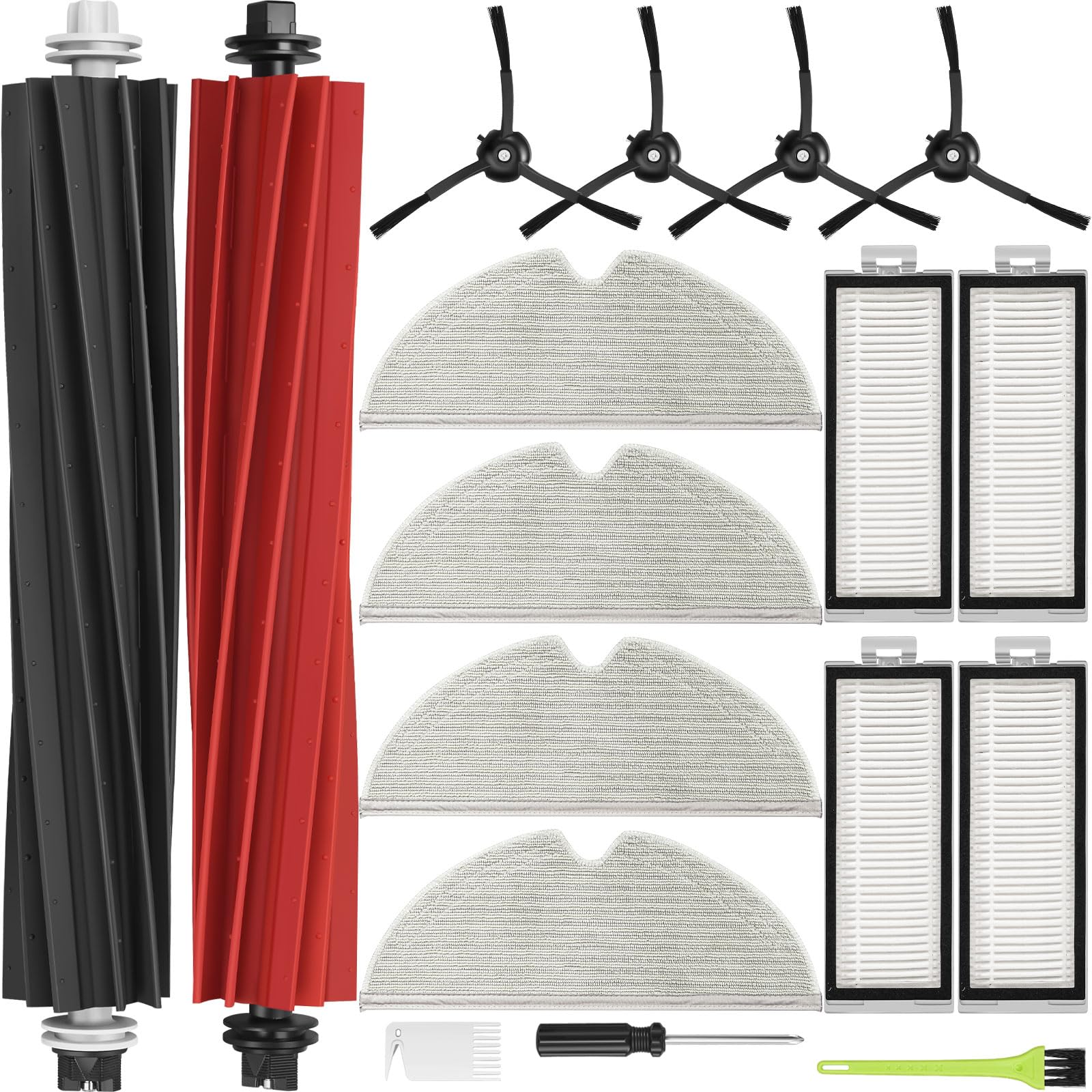 RUKHOOL Zubehör für Roborock Q5 Max+ / Q5 Pro / Q8 Max / Q5 Max Plus / Q5 Pro Plus / Q8 Max+ Ersatzteile Q5 Pro+ Zubehörset für Q5 DuoRoller+ 2 Hauptbürsten 4 HEPA Filter 4 Wischtücher 4 Seitenbürsten