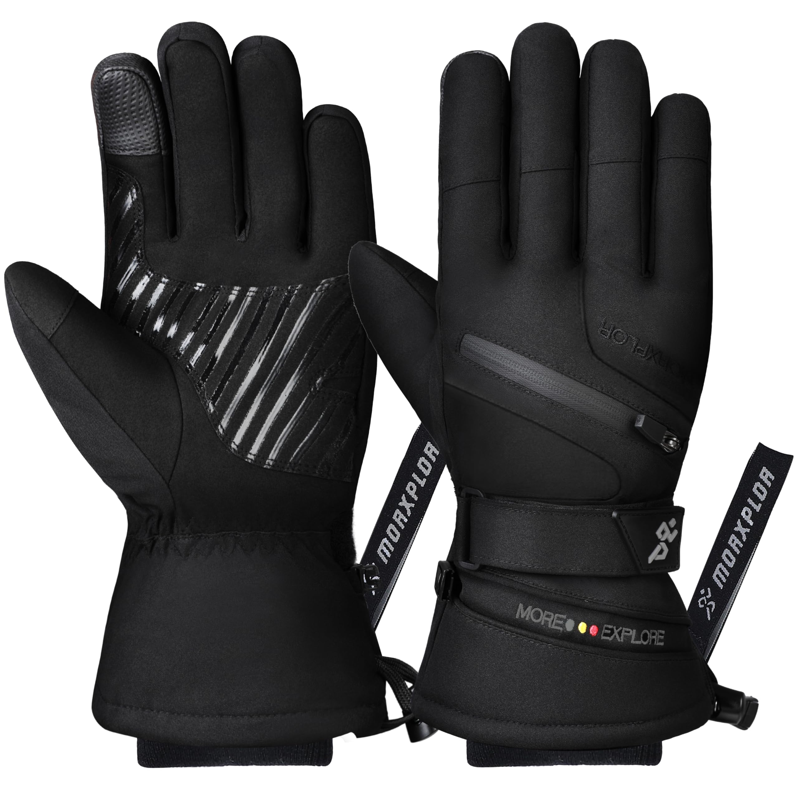 MORXPLOR Winter Ski Snow Gloves Men Women,Windproof Touchscreen Snowboard 3M Thinsulate Insulated Warm Winter Snowmobile Gloves