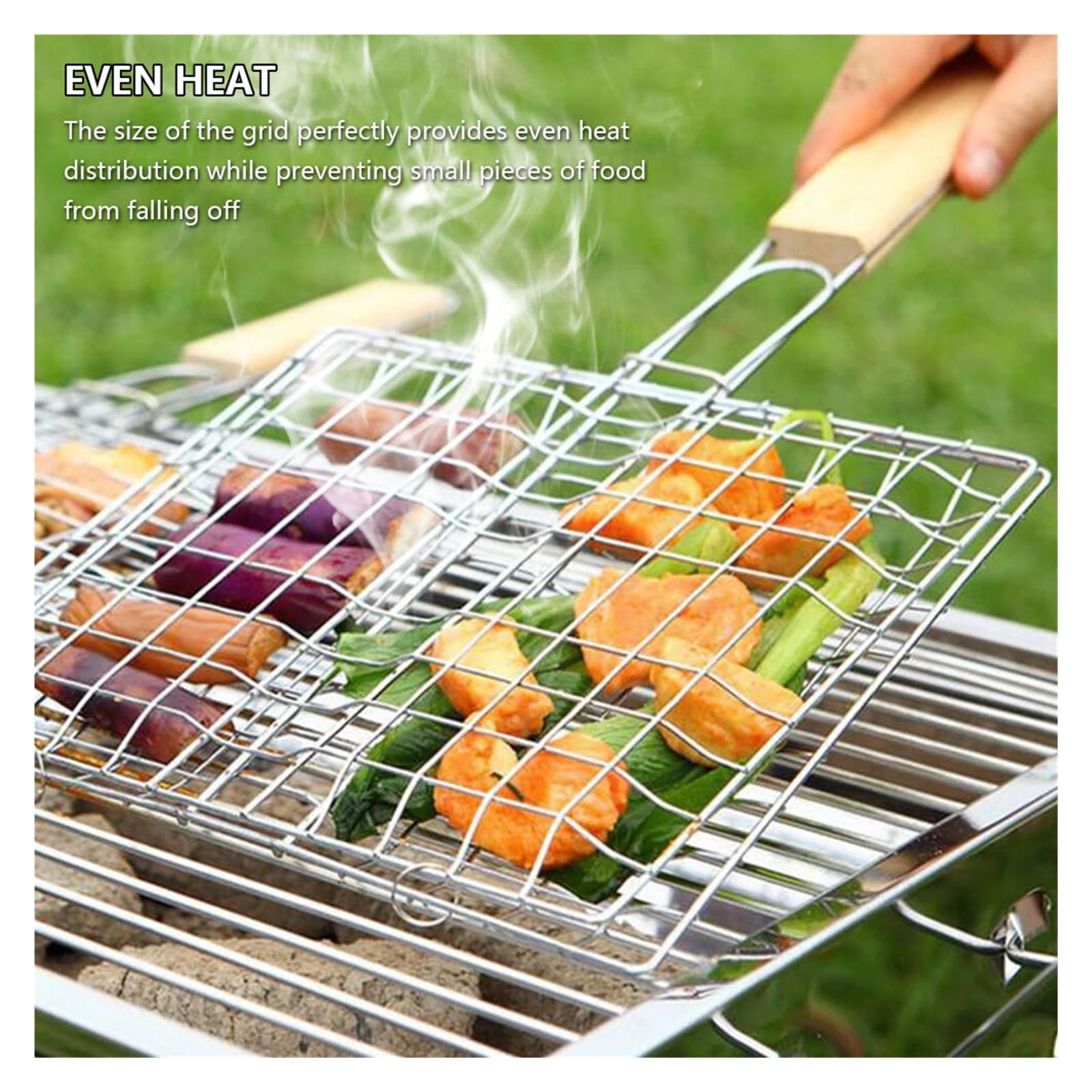 Barbecue Griglia Griglia Griglia BBQ Net Bistecca Carne Pesce Gamberetti Verdura Holder Strumento