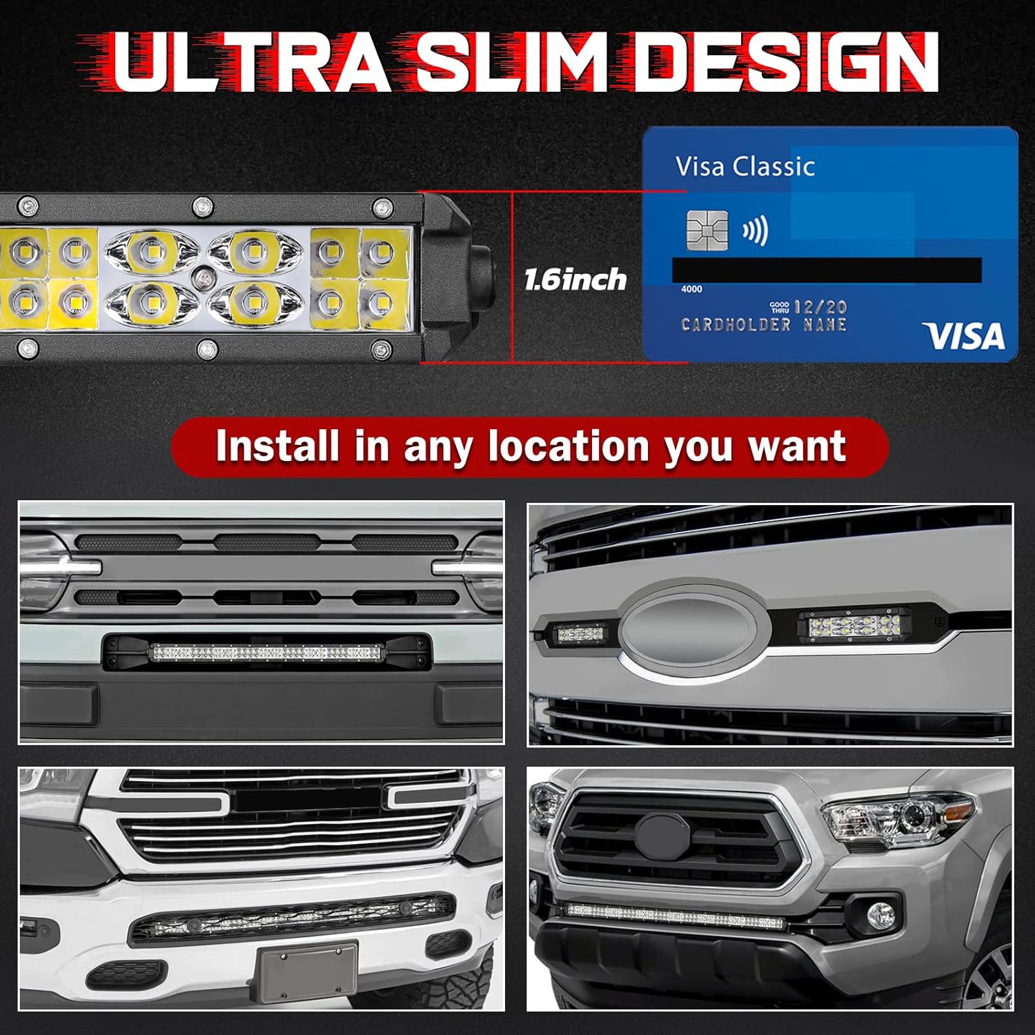 6 Inch LED Light Bar, 7000LM Spot Flood Combo LED Off Road Driving Fog Light bar for ATV UTV Electric Dirt Bike E-Bike Minibike Motorcycle Truck