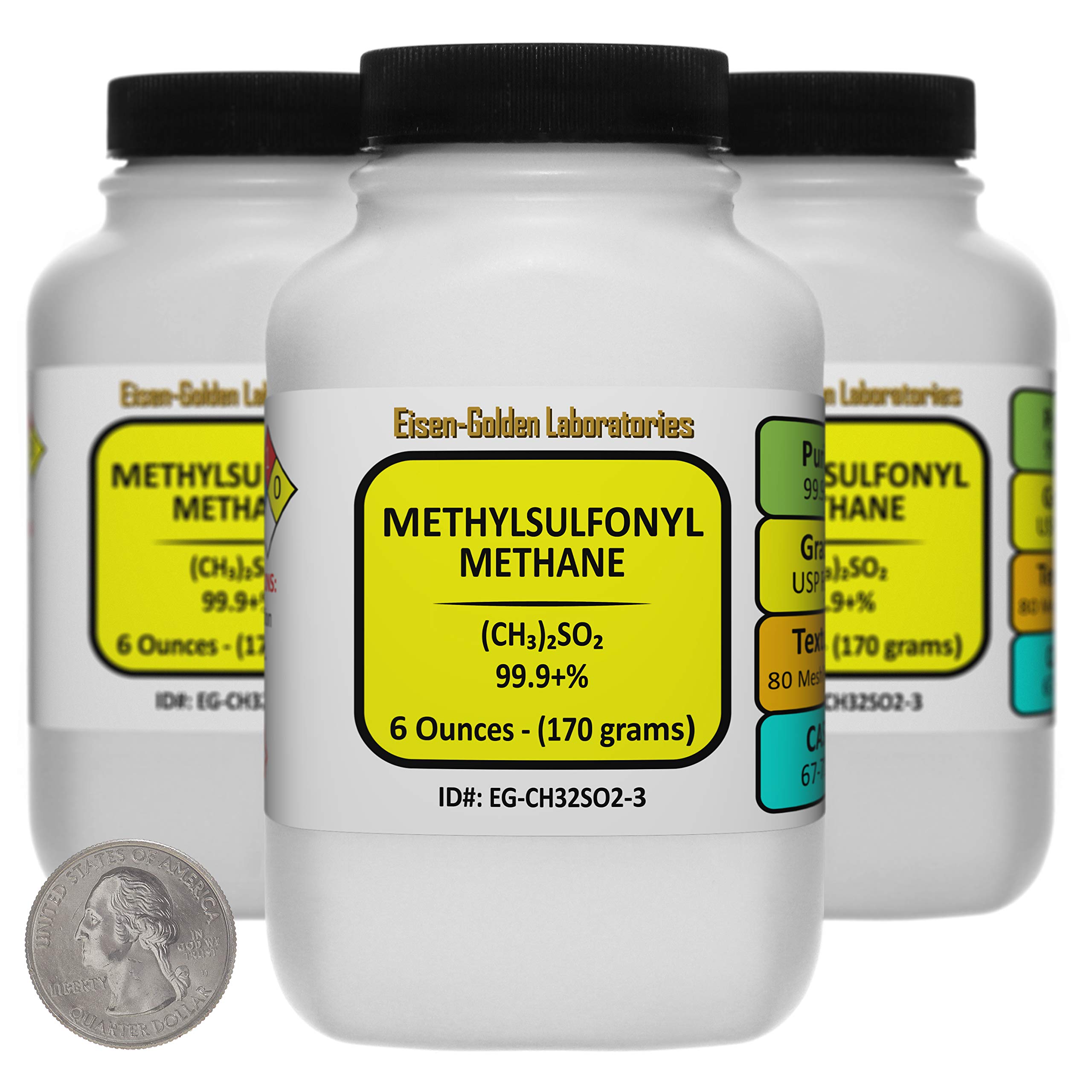 Methylsulfonyl Methane [(CH3)2SO2] 99.9+% USP Food Grade Powder 1.1 Lb in Three Bottles