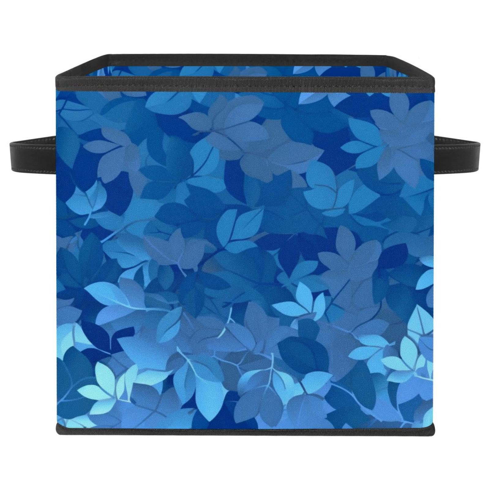 Boîte de rangement pliable motif feuilles bleues pour salon