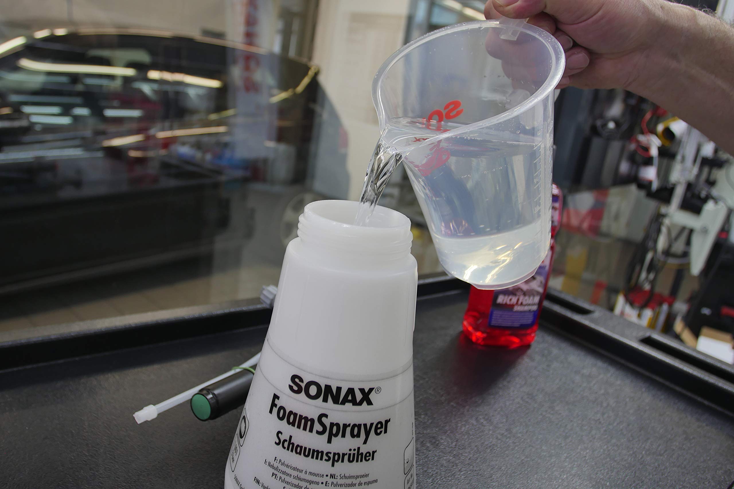 Sonax 04965410 Foamsprayer Pulverizador De Presión Champú Coche 1 Litro (1 Unidad) + No De Artículo 06183000 Profiline Actifoam Energy Limpiador Con Fuerza De Espuma (1 Litro)