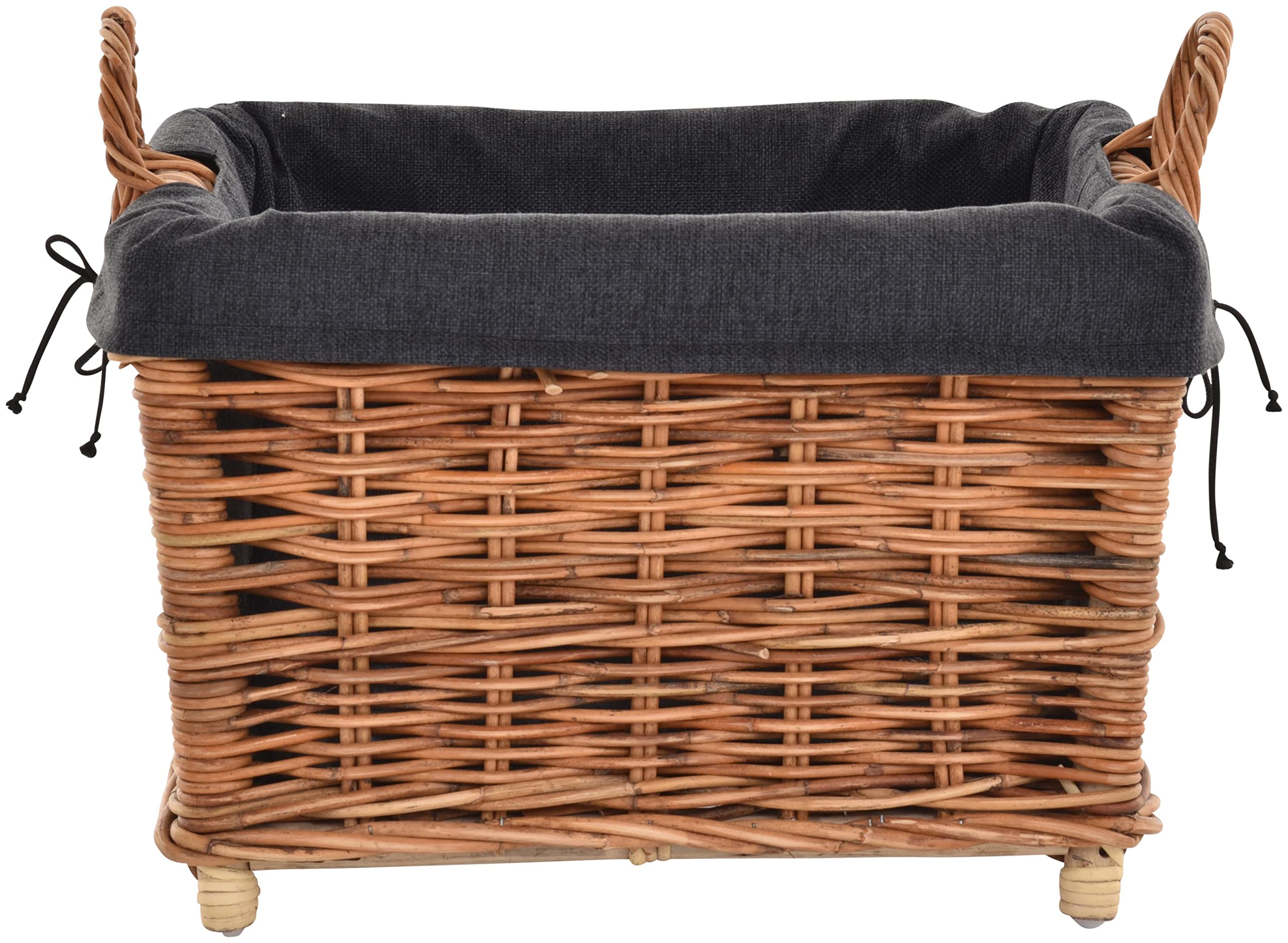 Rattan Kaminholzkorb Flechtkorb mit Inlett Holzkorb Kaminkorb stabil Korb für Holz (klein, Natur)