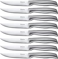 D.Perlla 8-Piece Super Sharp Straight Edge Steak Knives Set - High Carbon Stainless Steel 4.5" Professional Kitchen Dinner Knives
