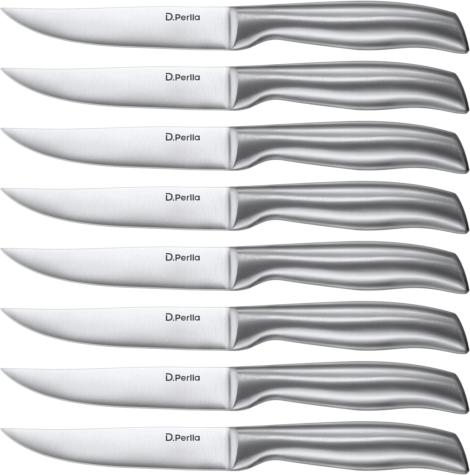 D.Perlla Steak Knives, Super Sharp Straight Edge Steak Knife Set of 8, Professional Straight Edge Kitchen Table Dinner Knives, Elegant High Carbon Stainless Steel Kitchen Steak Knife Set, 4.5IN