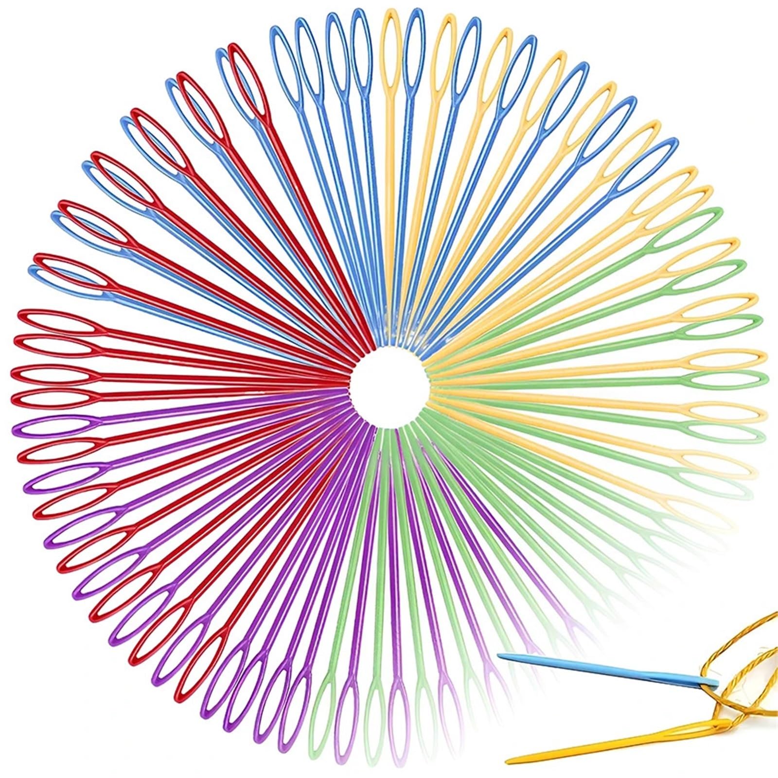 Large Eye Sewing Needles 600pcs 7cm Plastic Sweater Needle Knitting Crochet Safety Yarn Sewing Knitting Tools Household Color Sewing Needle