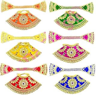 jahnavi Fabric Devi Goddess Dress Mata rani dress set lehenga patka (Set of 6)-picture-21