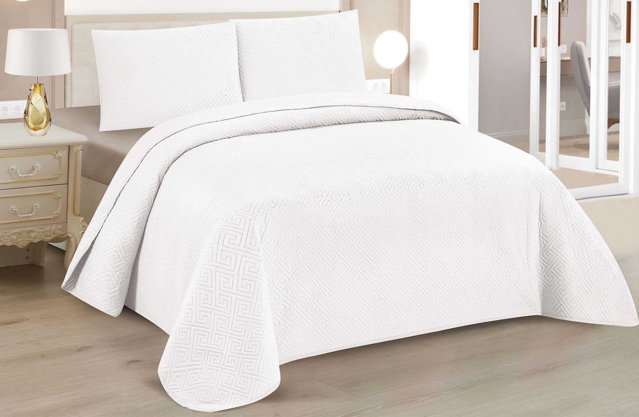Colcha Boutis para Primavera y Verano Bicolor Reversible Liso de Color Beig + 2 Funda Cojin 50x70 cm - Colcha Ligera Fina Entretiempo (Cama 135, 220x260cm) — view 18