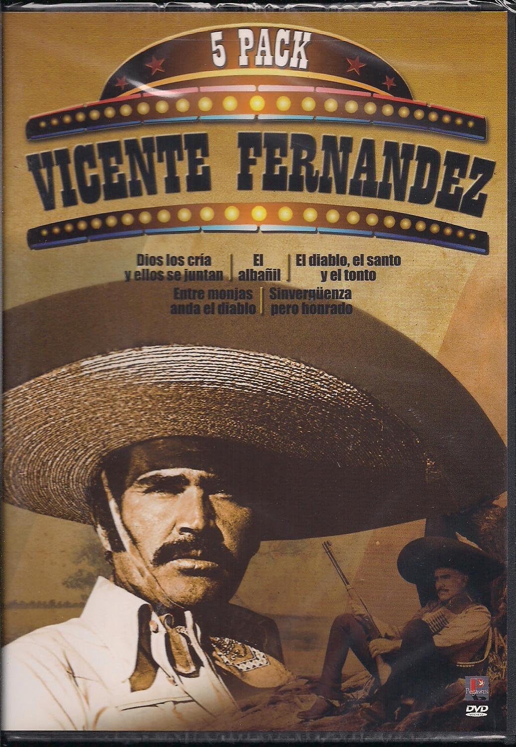 VICENTE FERNANDEZ 5 PACK:DIOS LOS CRIA Y ELLOS SE JUNTAN/EL ALBANIL/EL DIABLO,EL SANTO Y EL TONTO/ENTRE MONJAS ANDA EL DIABLO/SINVERGUENZA PERO HONRADO