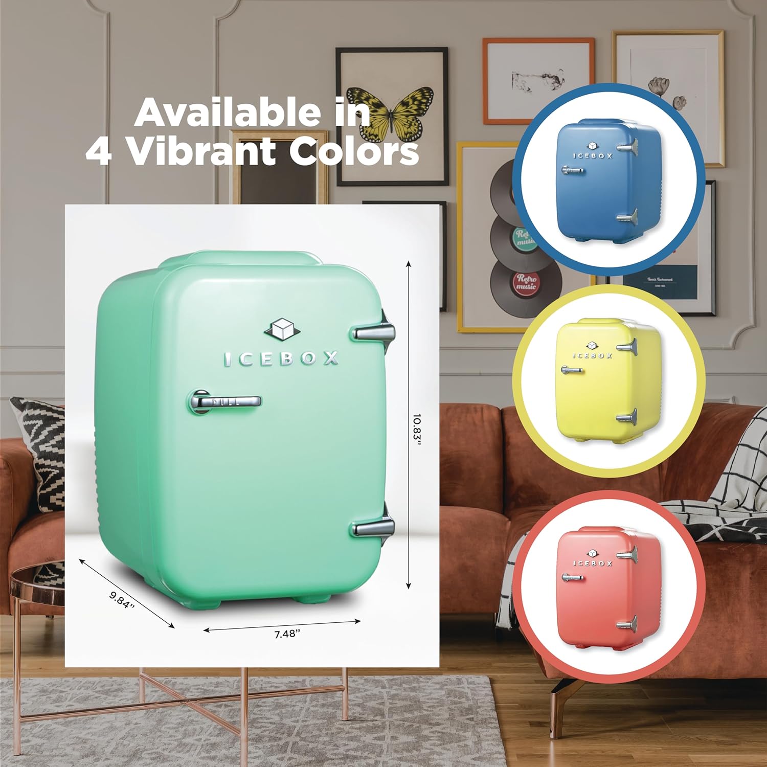 IBMF4MNT Fridge for Bedroom, Skincare, Portable Cooler & Warmer for Makeup, for Office & Home Refrigerator, Mini (4 L / 6-Can), Mint Green