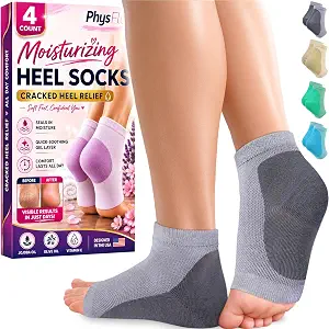 Moisturizing Socks for Dry Cracked Heel Treatment, 4-Pack Gel Heel Socks, Foot Care Spa & Pedicure Socks – Gifts for Women