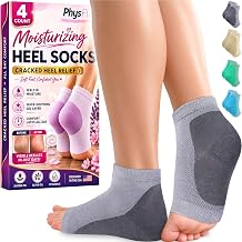 Moisturizing Socks for Dry Cracked Heel Treatment, 4-Pack Gel Heel Socks, Foot Care Spa & Pedicure Socks – Gifts for Women - Silicone Socks for Cracked Feet Repair & Overnight Hydration