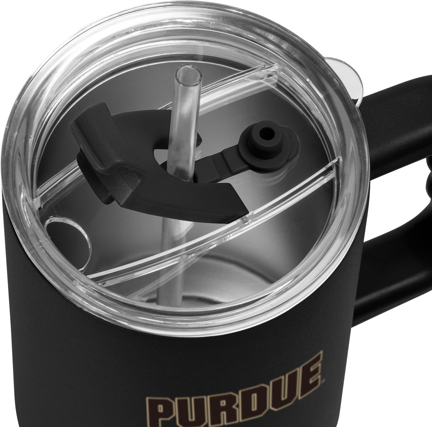 Logo Brands NCAA 40 oz Tumbler with Handle -Stainless Steel Insulated Travel Tumbler with Straw Lid – Powder Coated, Leak-Resistant, Keeps Drinks Hot/Cold – Great for Tailgating, or Everyday Use