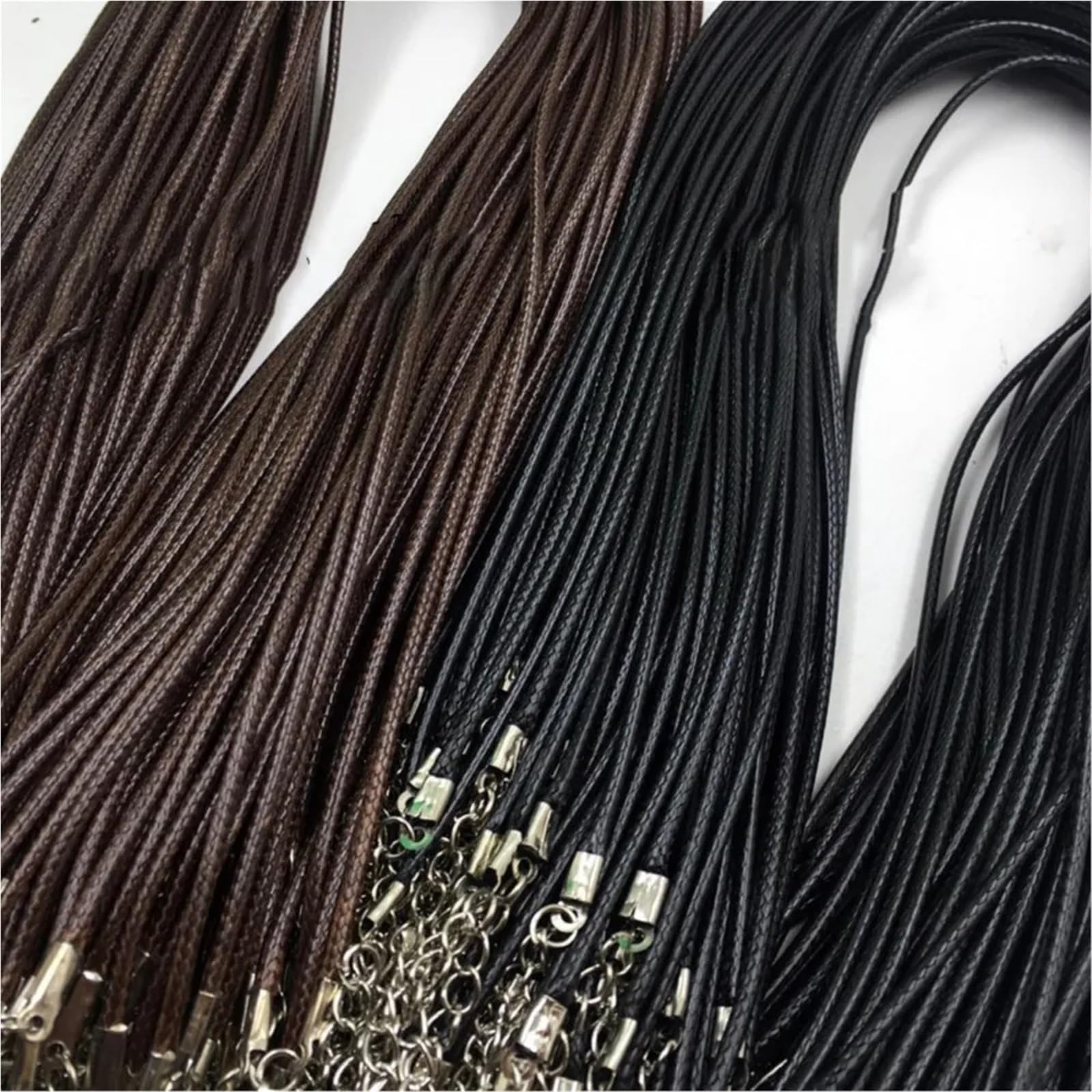 Cordino Per Collana Cordone for collana cerato con catena in bronzo | Chiusura a moschettone marrone da 20 pezzi da 45 cm for perline di gioielli fai-da-te(Black 2,2mm)