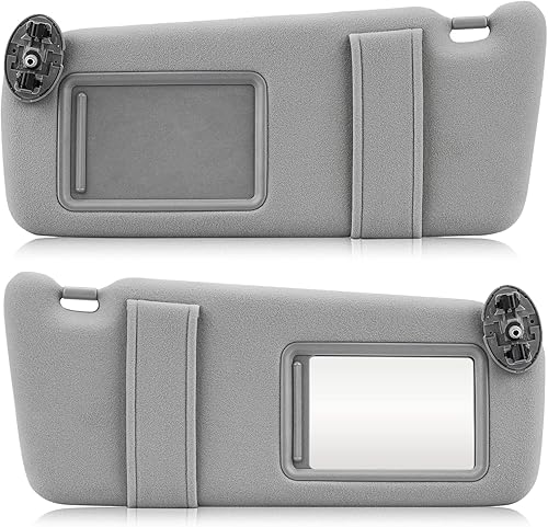 Visera solar izquierda y derecha para Toyota Camry 2007-2011 sin techo solar, lado del conductor y pasajero, repuesto de parasol gris