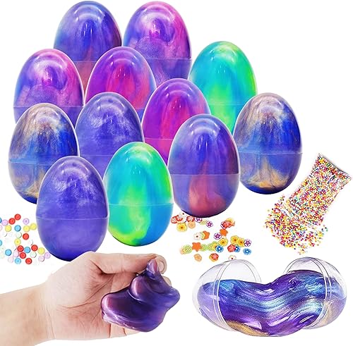 Joyin 12 huevos de Pascua precargados con limo de galaxia, masilla colorida con accesorios surtidos, juguetes de lodos para aliviar el estrés para