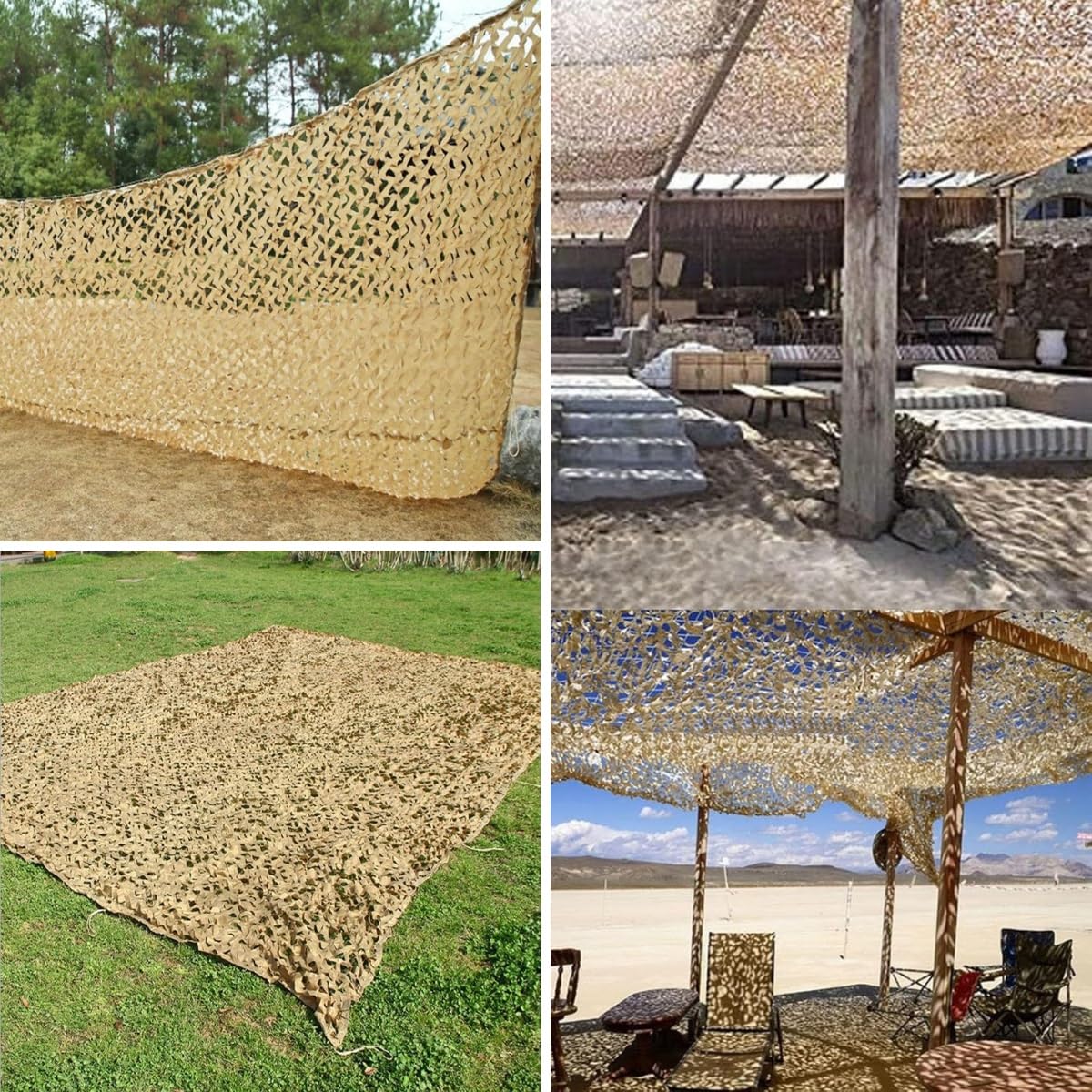 Générique Toile Ombrage Exterieur, Filet De Camouflage Sable 1x2m 1.5x4m 3x4m 5x5.5m 6x8m Auvent De Terrasse, Voile D'ombrage Rectangulaire(5x8.5 M)