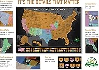 Vista 9 de Scratch Off Travel Map US Scratch Off Map with 50 State Flags and Landmarks Track States Visited, Full Accessories Set Included, Gift for Travelers