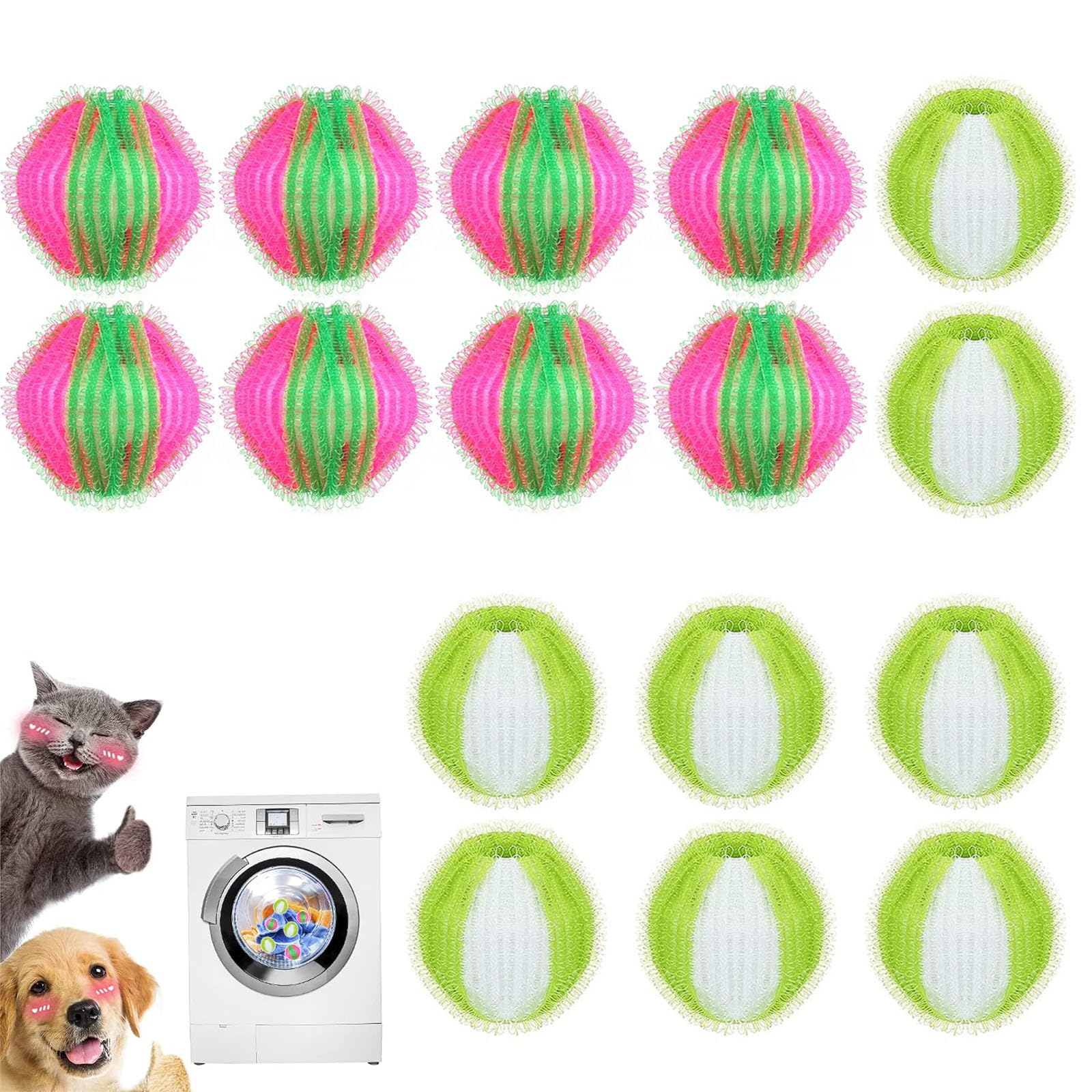16 Piezas Bolas de Pelusa para Lavadora, Quita Pelos Lavadora Mascotas, Ropabolas Pelo Lavadora, Bolas Atrapa Pelos Lavadora Reutilizable, para Eliminar El Pelo De Las Mascotas en la Lavadora